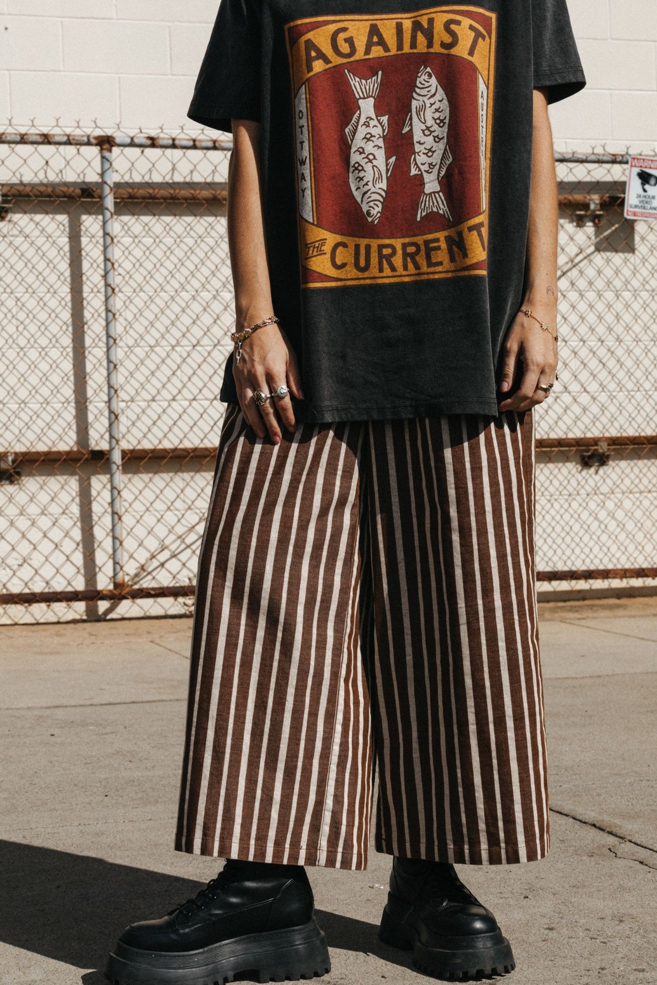 Gabbi - Striped Mid-Waist Cord Pants