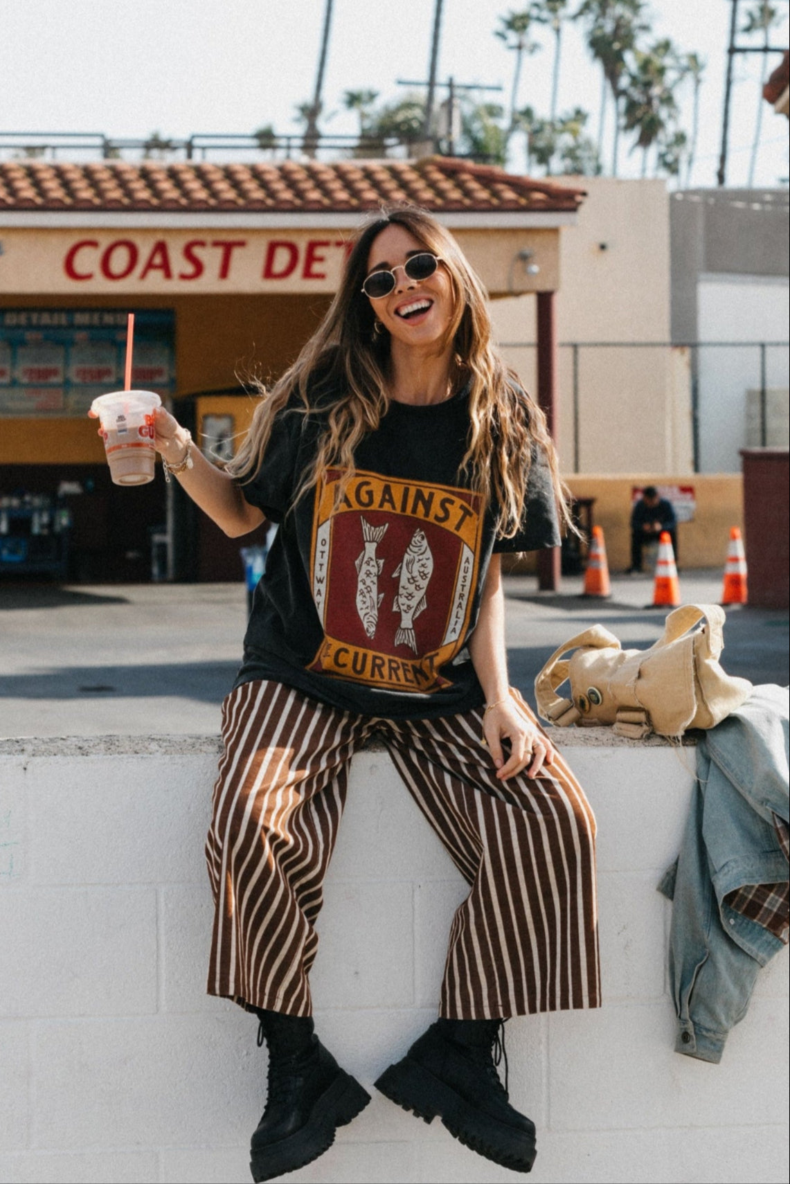 Gabbi - Striped Mid-Waist Cord Pants