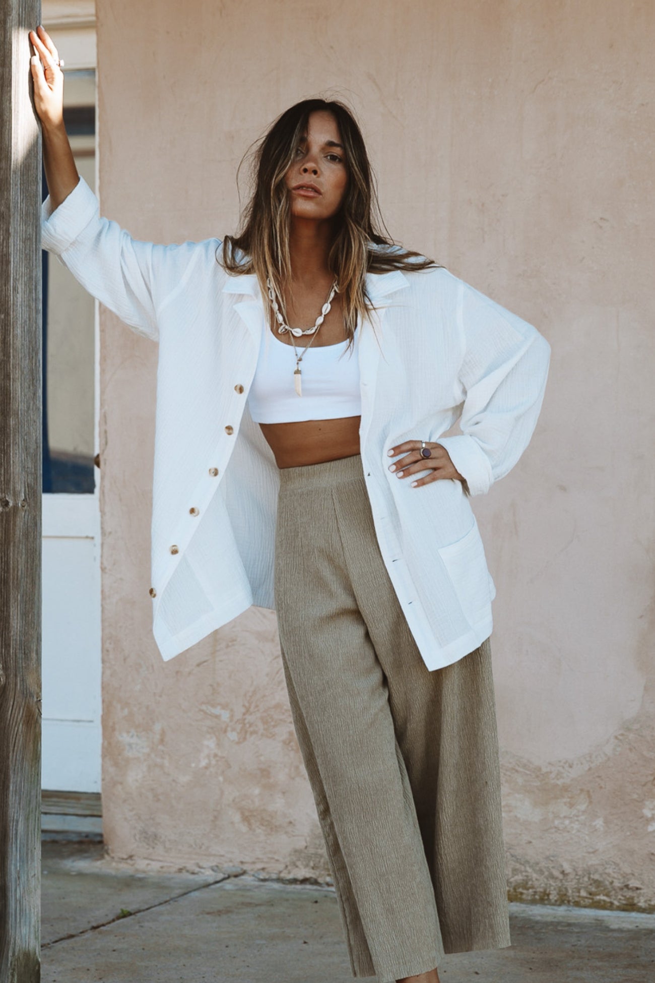 PALMER - WOMEN WHITE LONG SLEEVE SHIRT