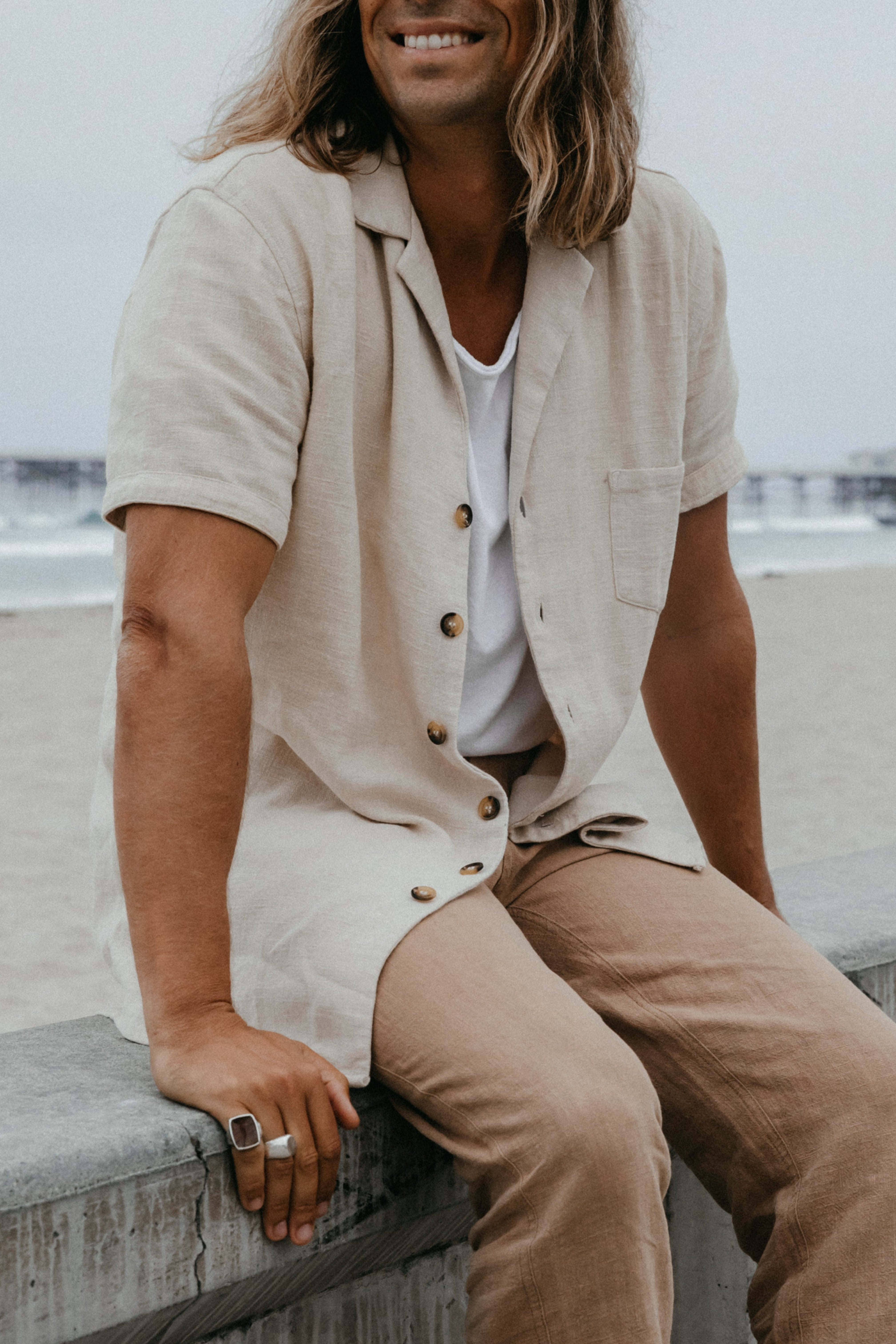 Whistler Cream - Ramie Short Sleeve Shirt