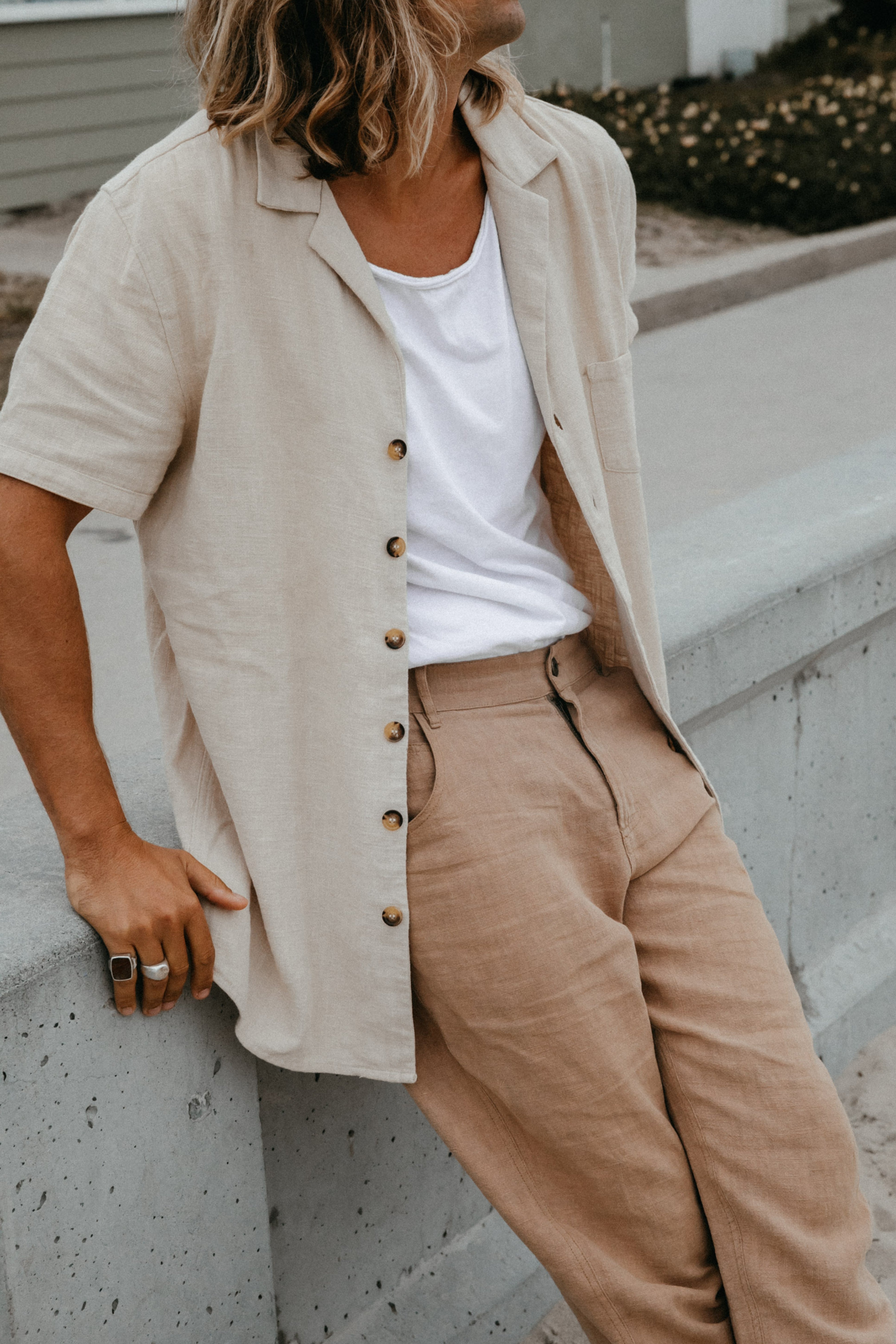 Whistler Cream - Ramie Short Sleeve Shirt