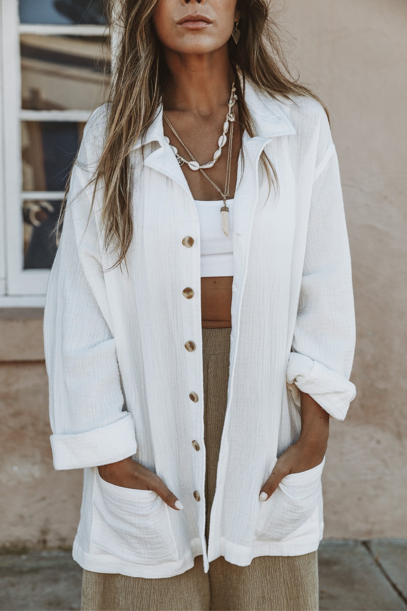 PALMER - WOMEN WHITE LONG SLEEVE SHIRT