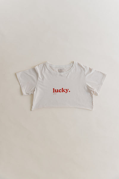 Lucky Cropped T-Shirt - Beige