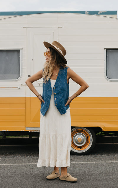 Indigo Denim Vest - Buttoned