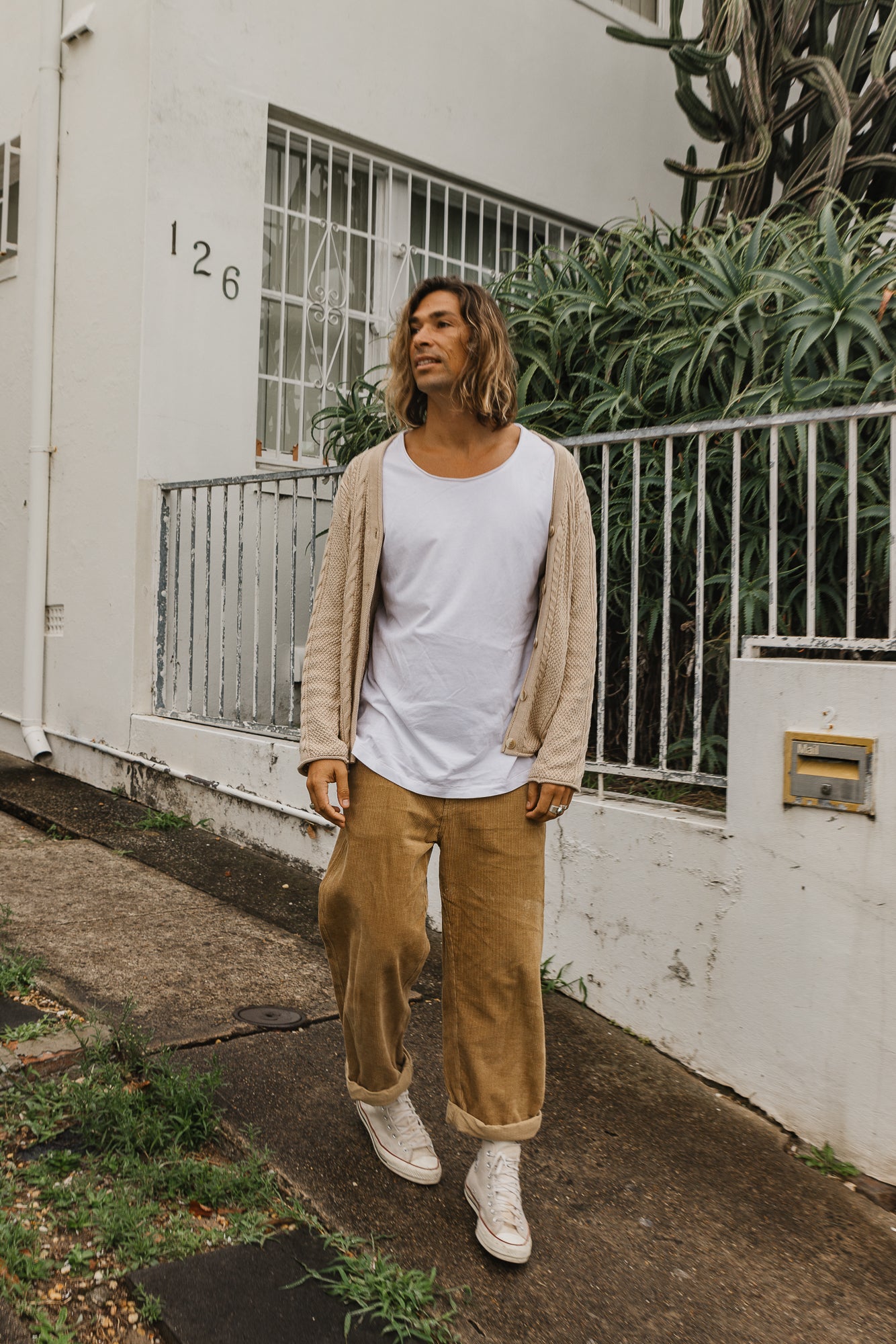 Cohen Cable Knit Cardigan - Beige