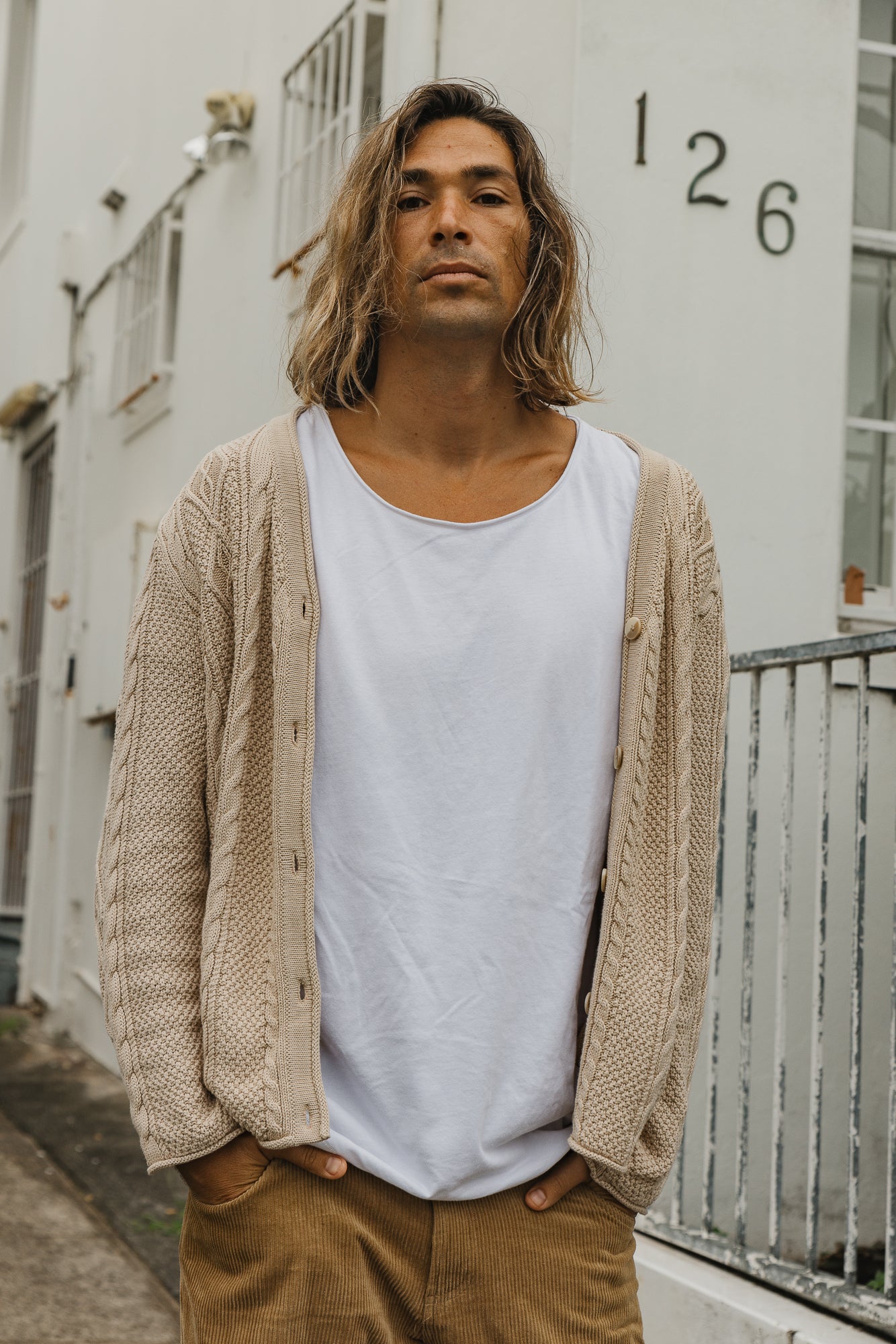 Cohen Cable Knit Cardigan - Beige