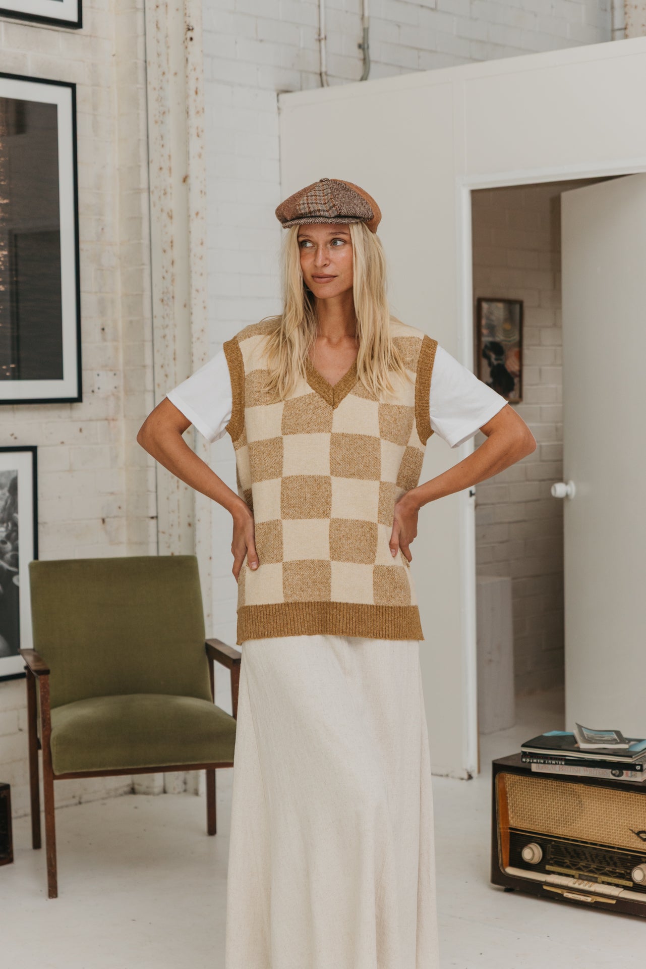 Archie - Brown Checkered Vest
