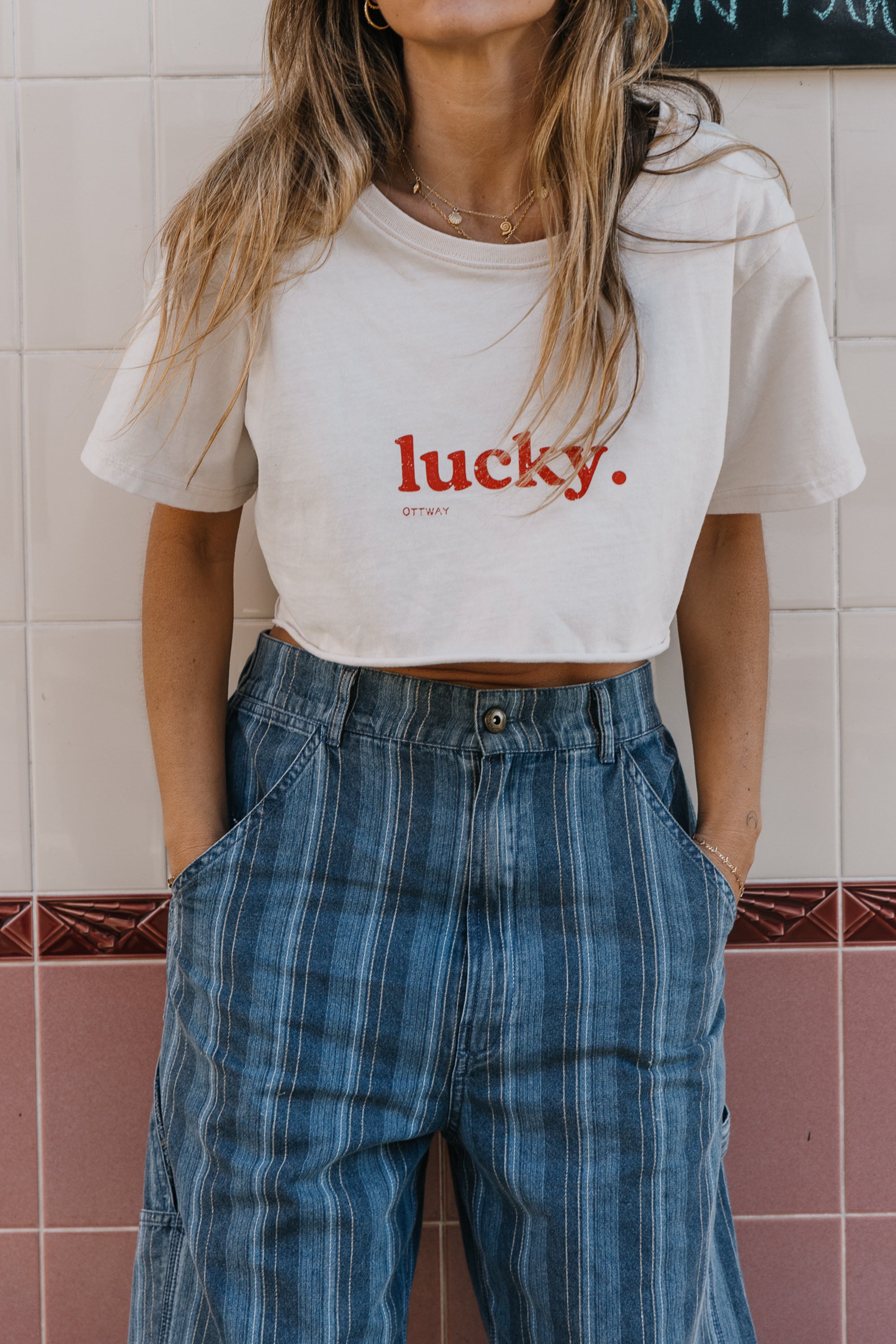 Lucky Cropped T-Shirt - Off-White