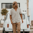 Load image into Gallery viewer, Tosman - Textured Short Sleeve Stripe Shirt