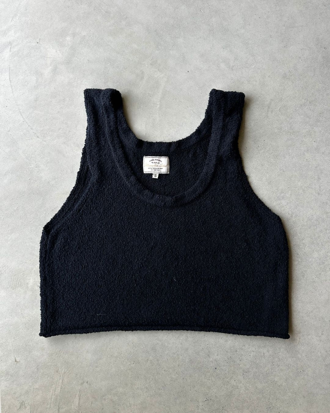 Maya - Black Textured Rib Knit Tank