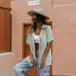 Load image into Gallery viewer, Tosman - Unisex Textured Short Sleeve Stripe Shirt