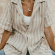 Load image into Gallery viewer, Tosman - Unisex Textured Short Sleeve Stripe Shirt