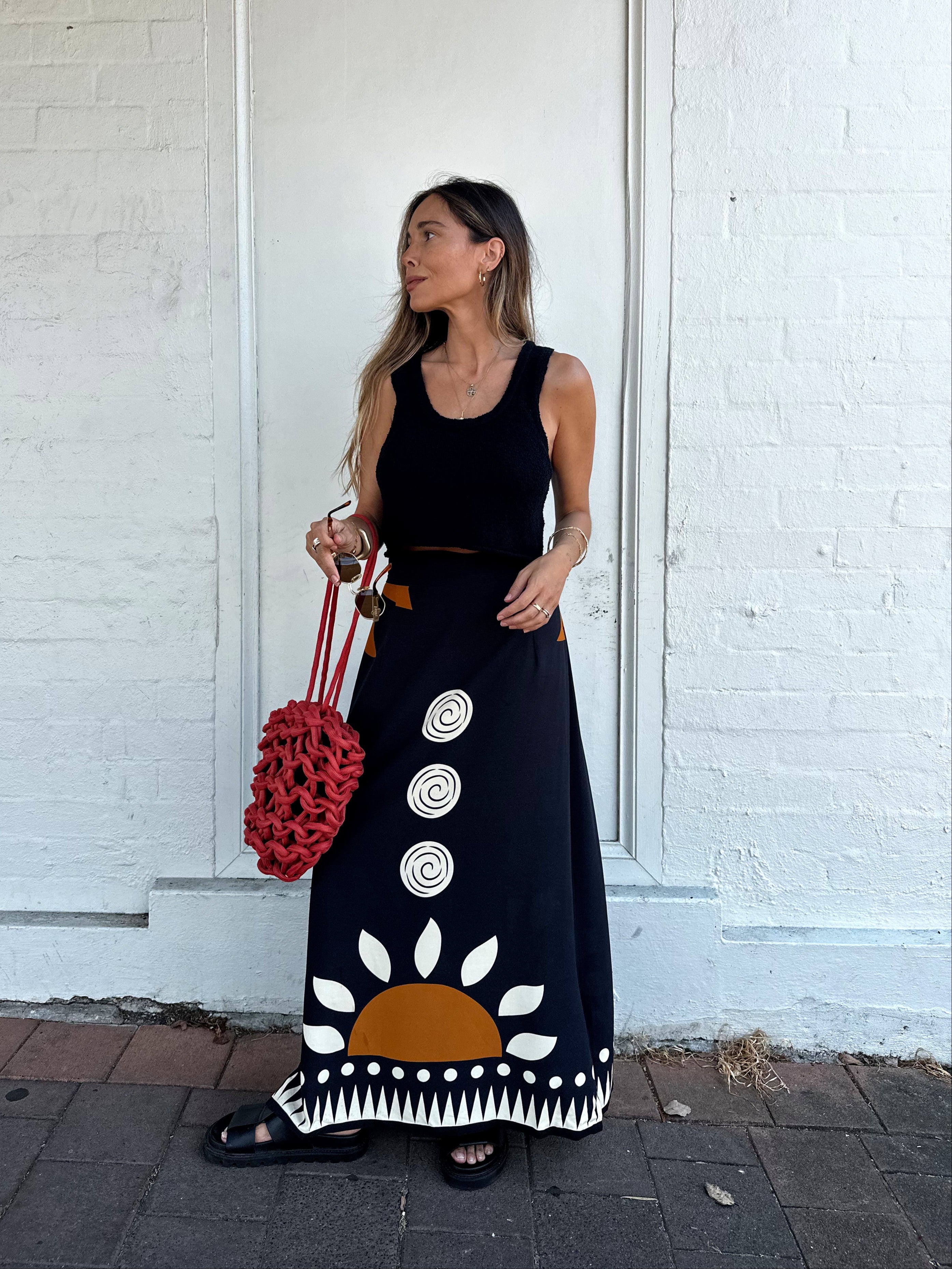 Maya - Black Textured Rib Knit Tank