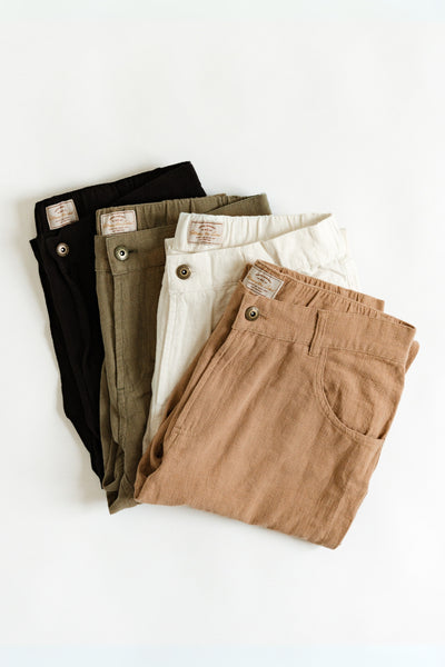 Miller - Textured Linen Pants - Light Brown