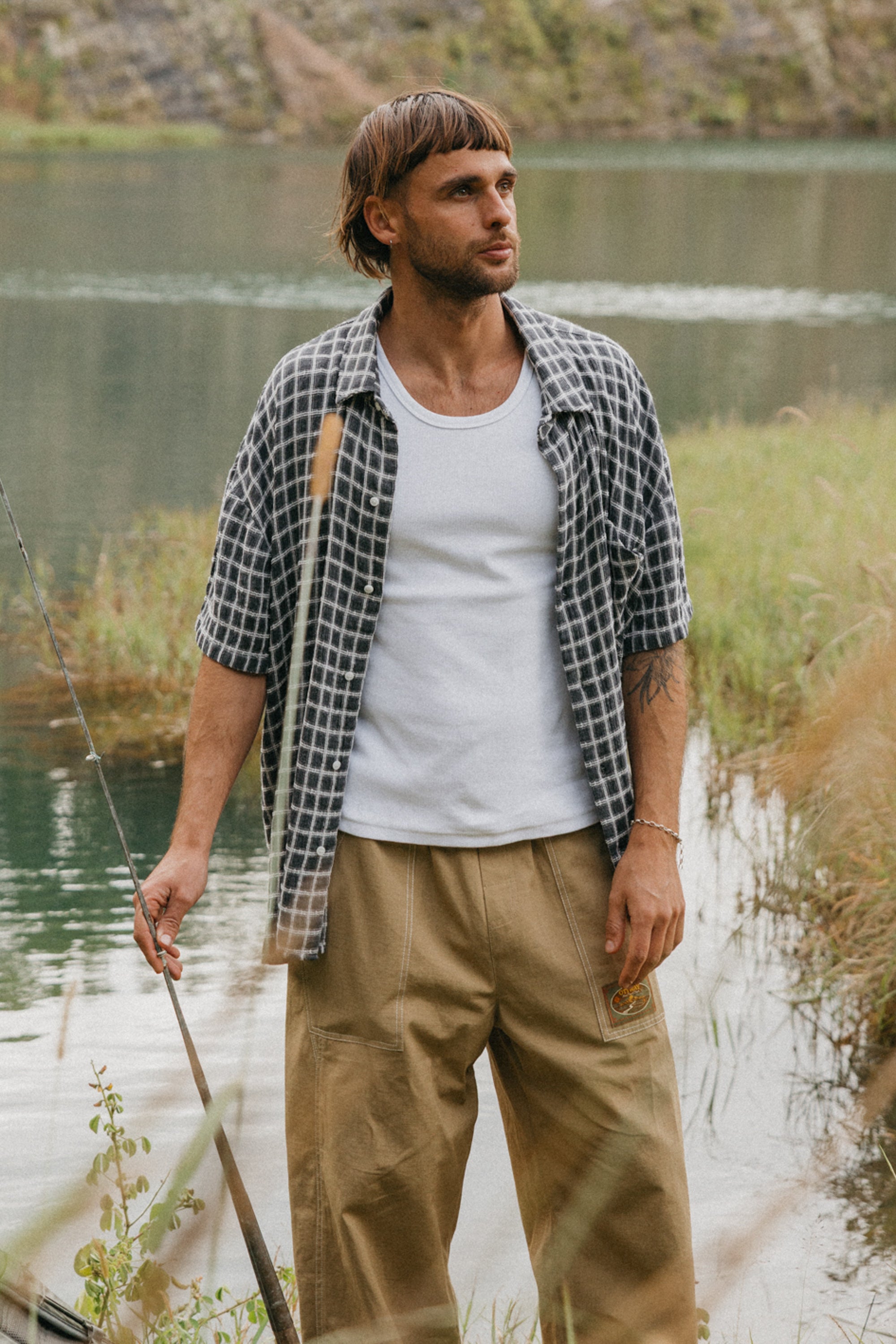 Myles - Checked Soft Charcoal Short Sleeve Shirt