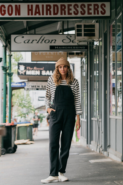 JACKS - UNISEX Washed Black Overalls