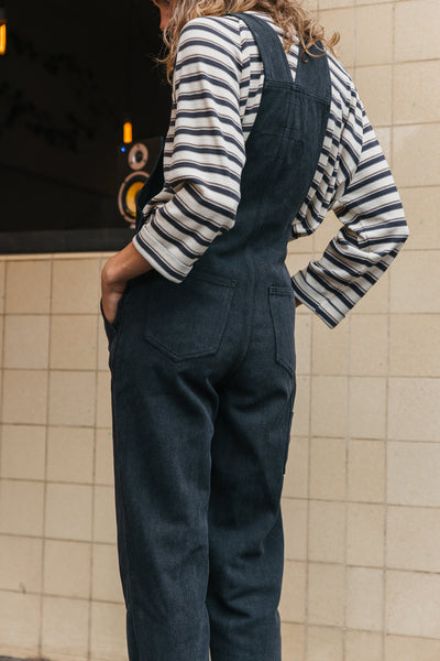 JACKS - UNISEX Washed Black Overalls