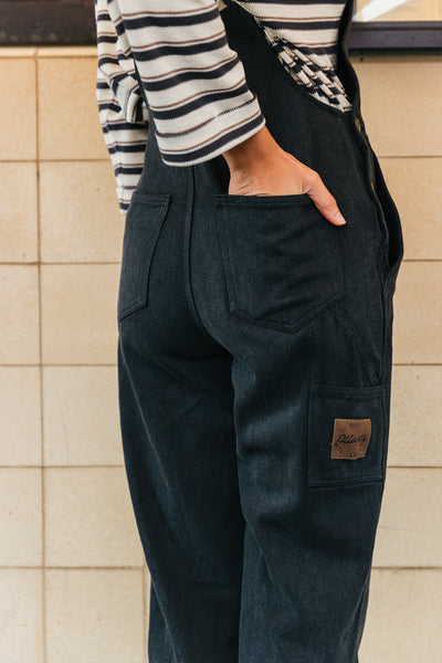 JACKS - UNISEX Washed Black Overalls