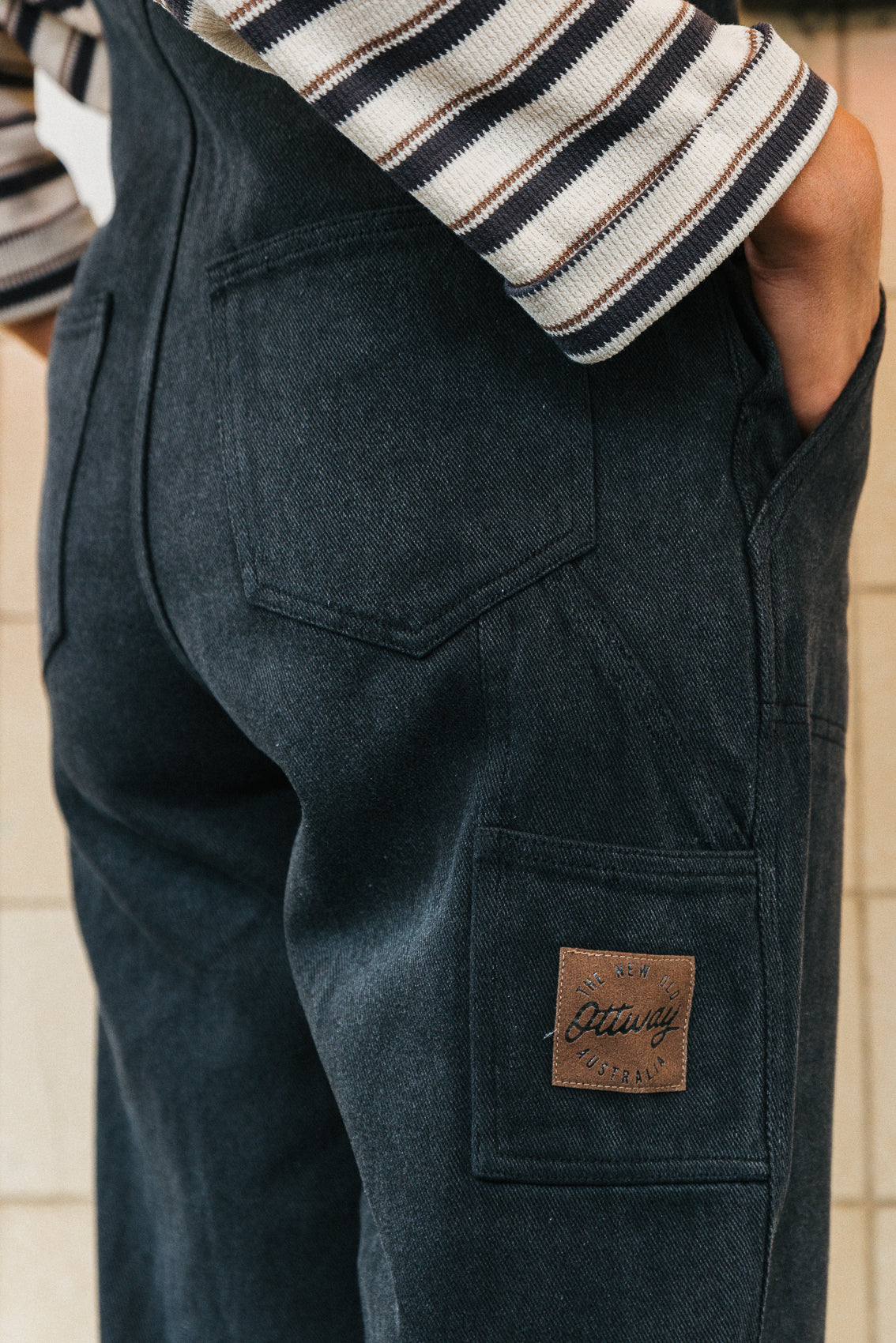 JACKS - UNISEX Washed Black Overalls