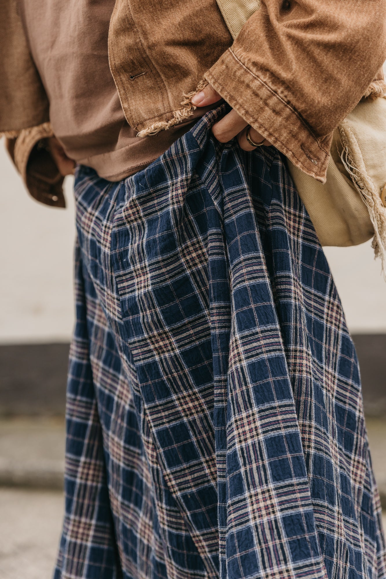 Keira Plaid Maxi Skirt - Dark Blue