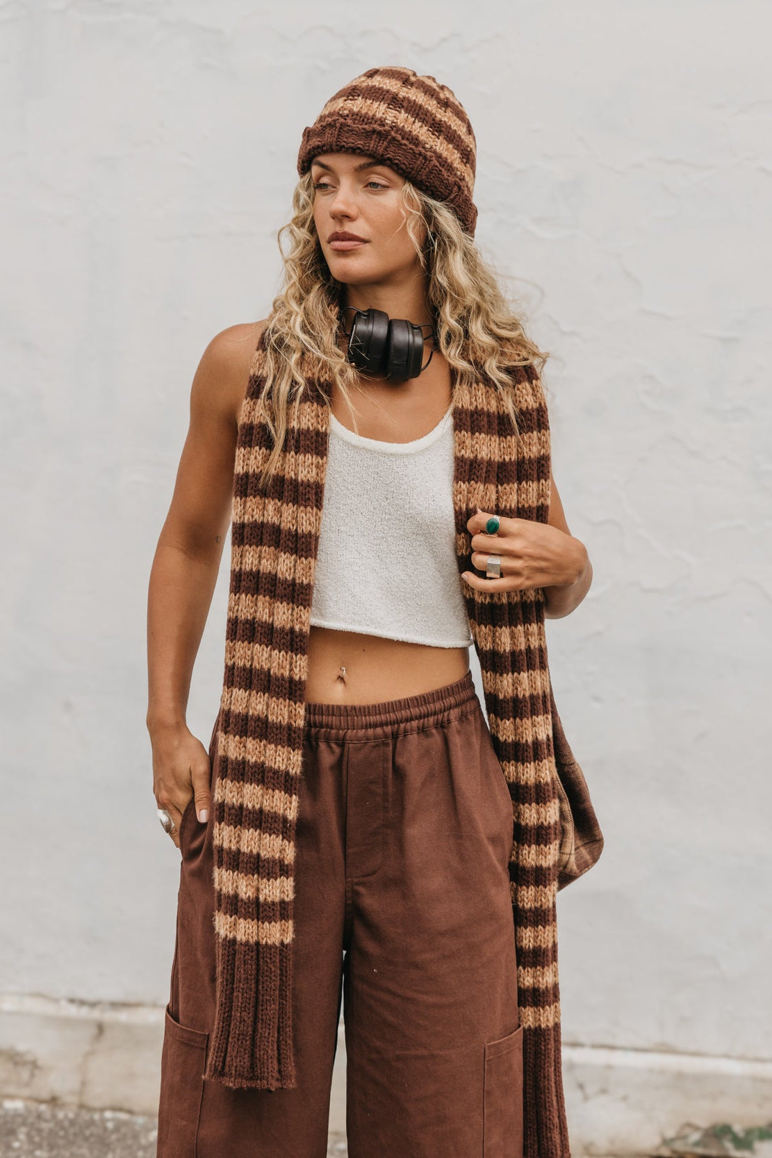 Brownie - Striped Knitted Beanie