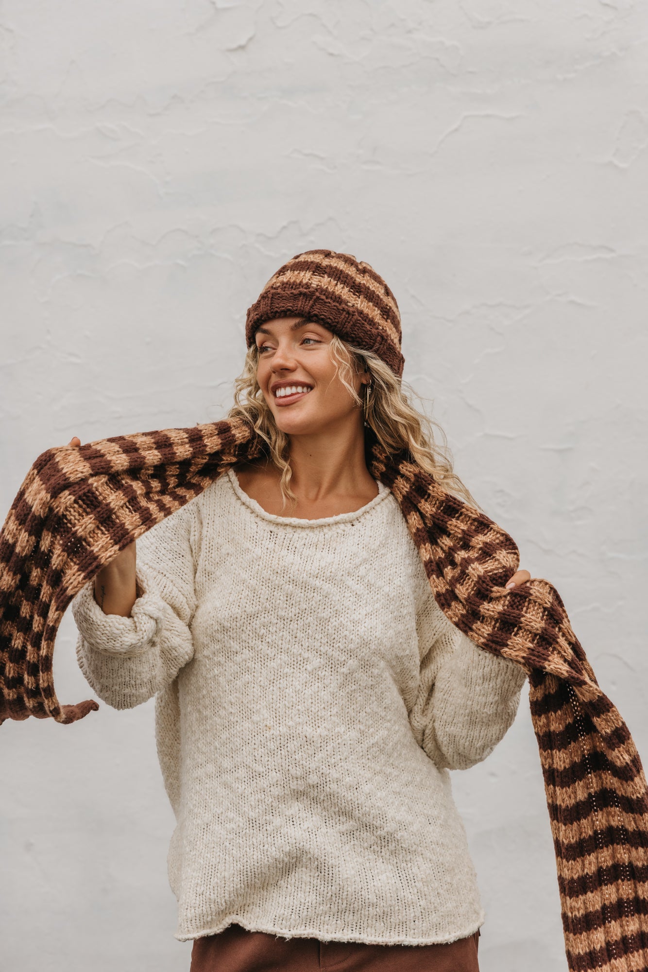 Brownie - Striped Knitted Scarf