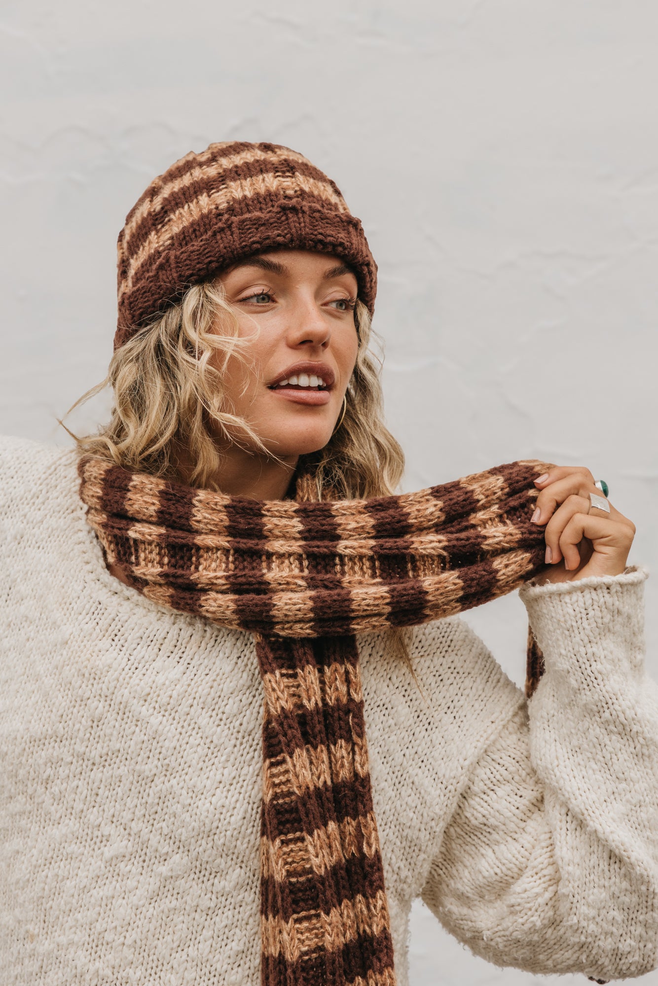 Brownie - Striped Knitted Scarf