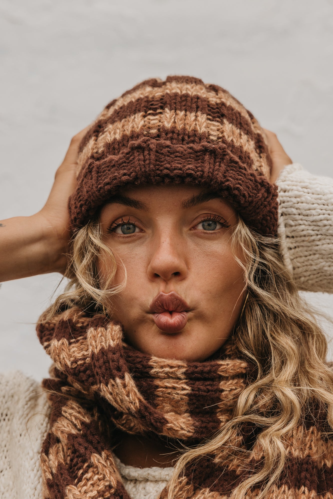 Brownie - Striped Knitted Beanie