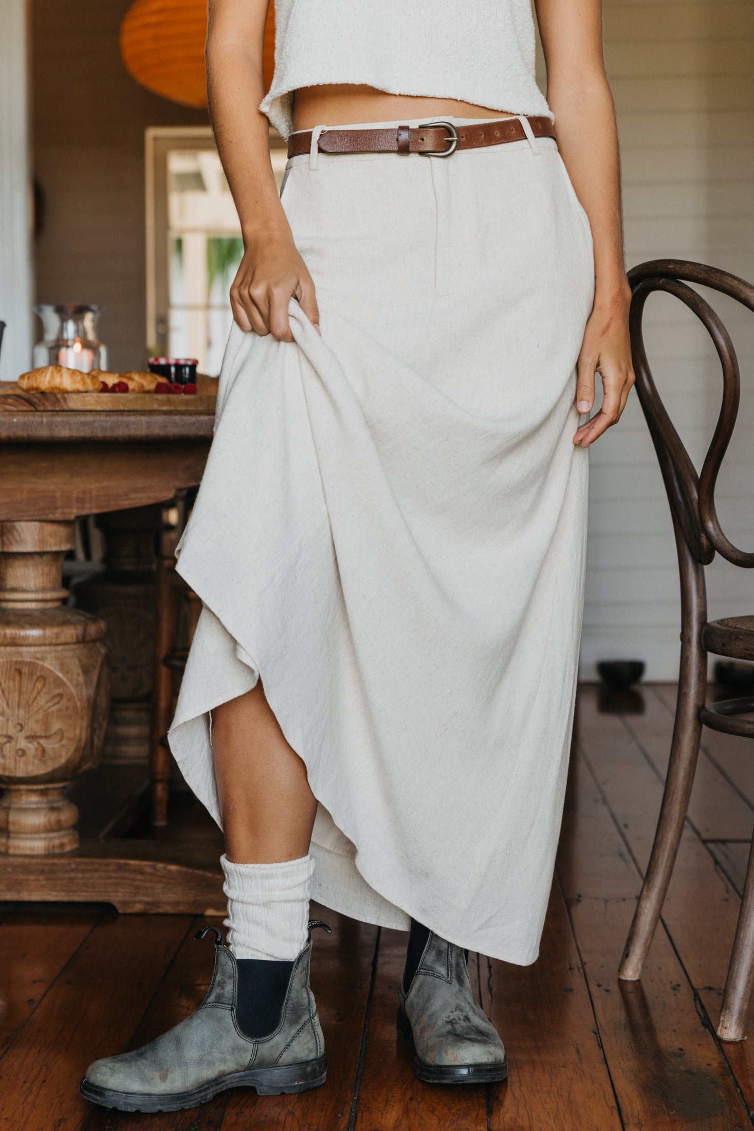 Klara - Beige Maxi Skirt