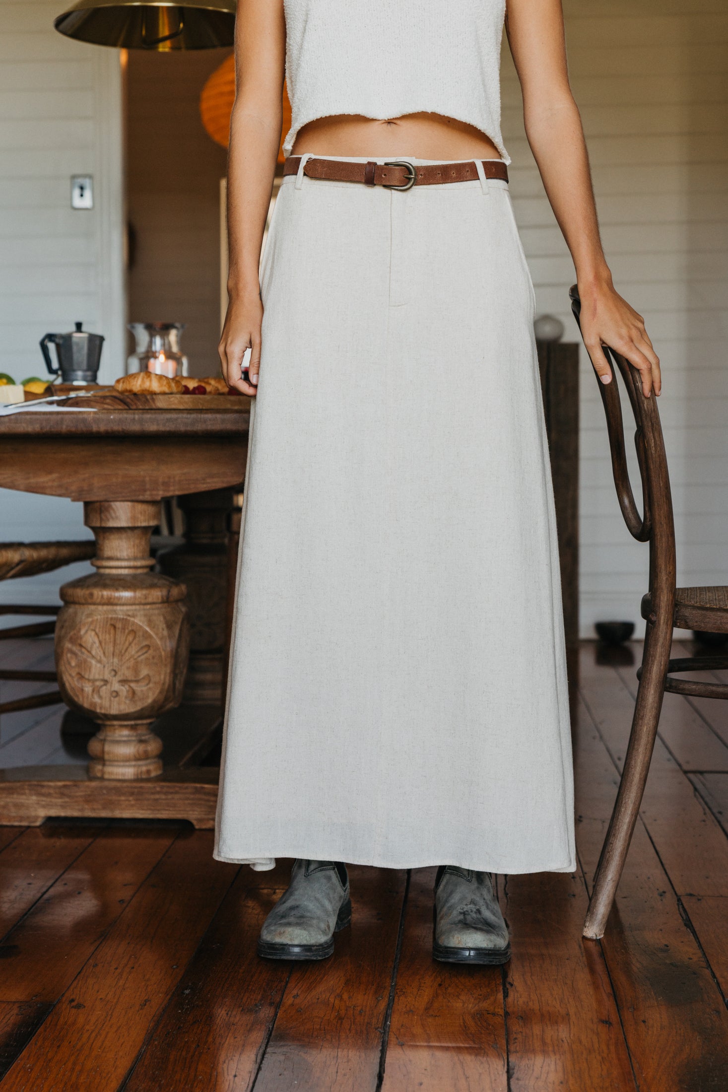 Klara - Beige Maxi Skirt