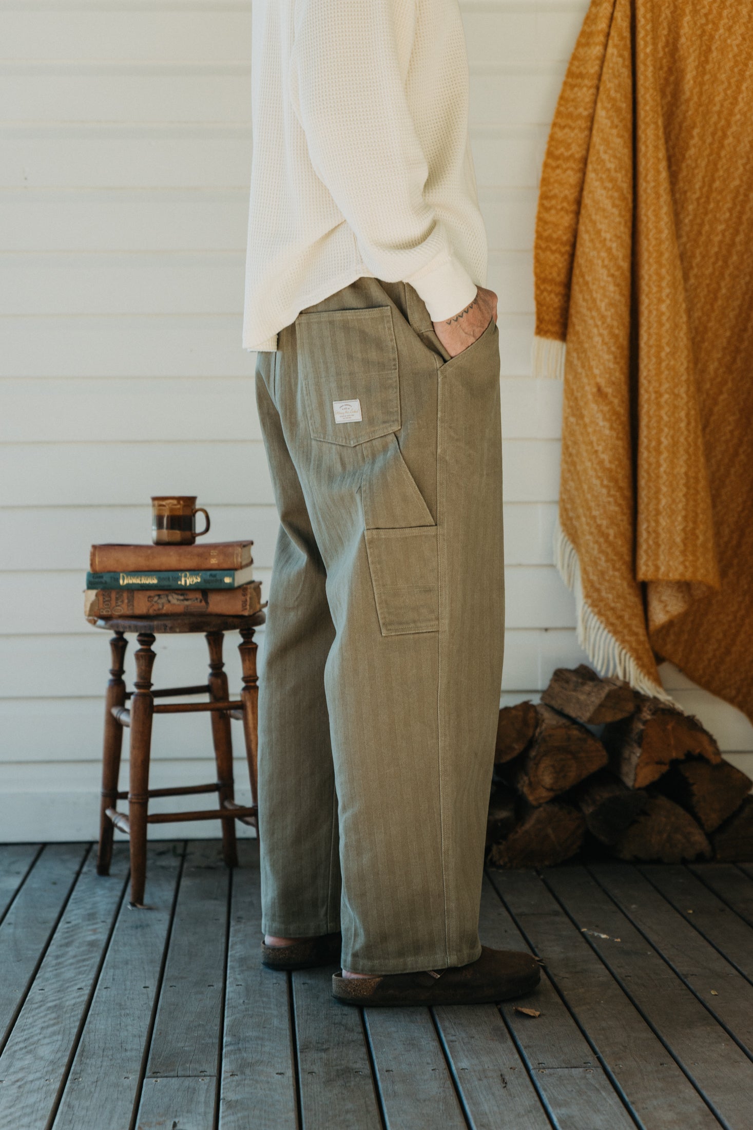 Ben Roy - Baggy Pleated Pants - Washed Green