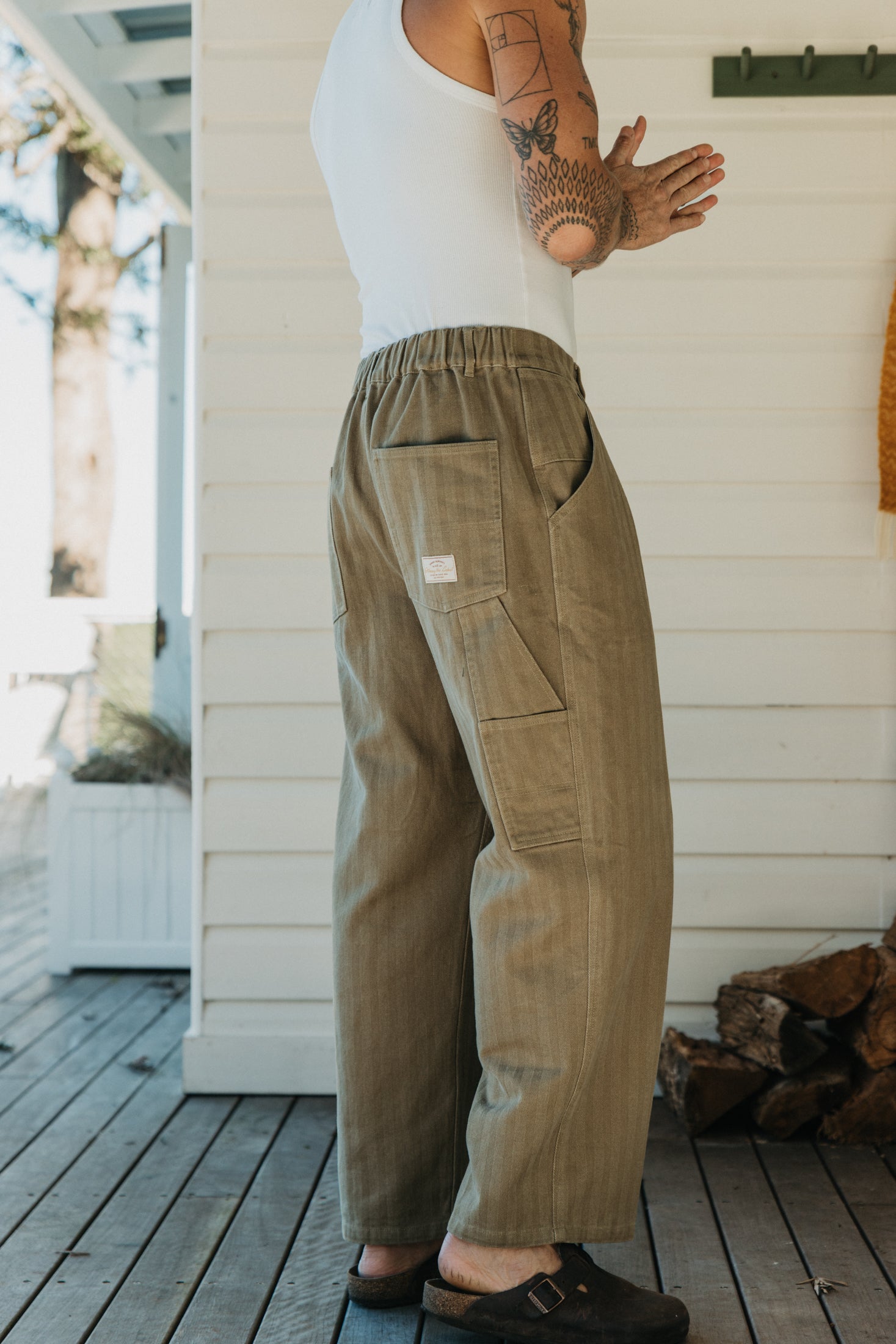 Ben Roy - Baggy Pleated Pants - Washed Green