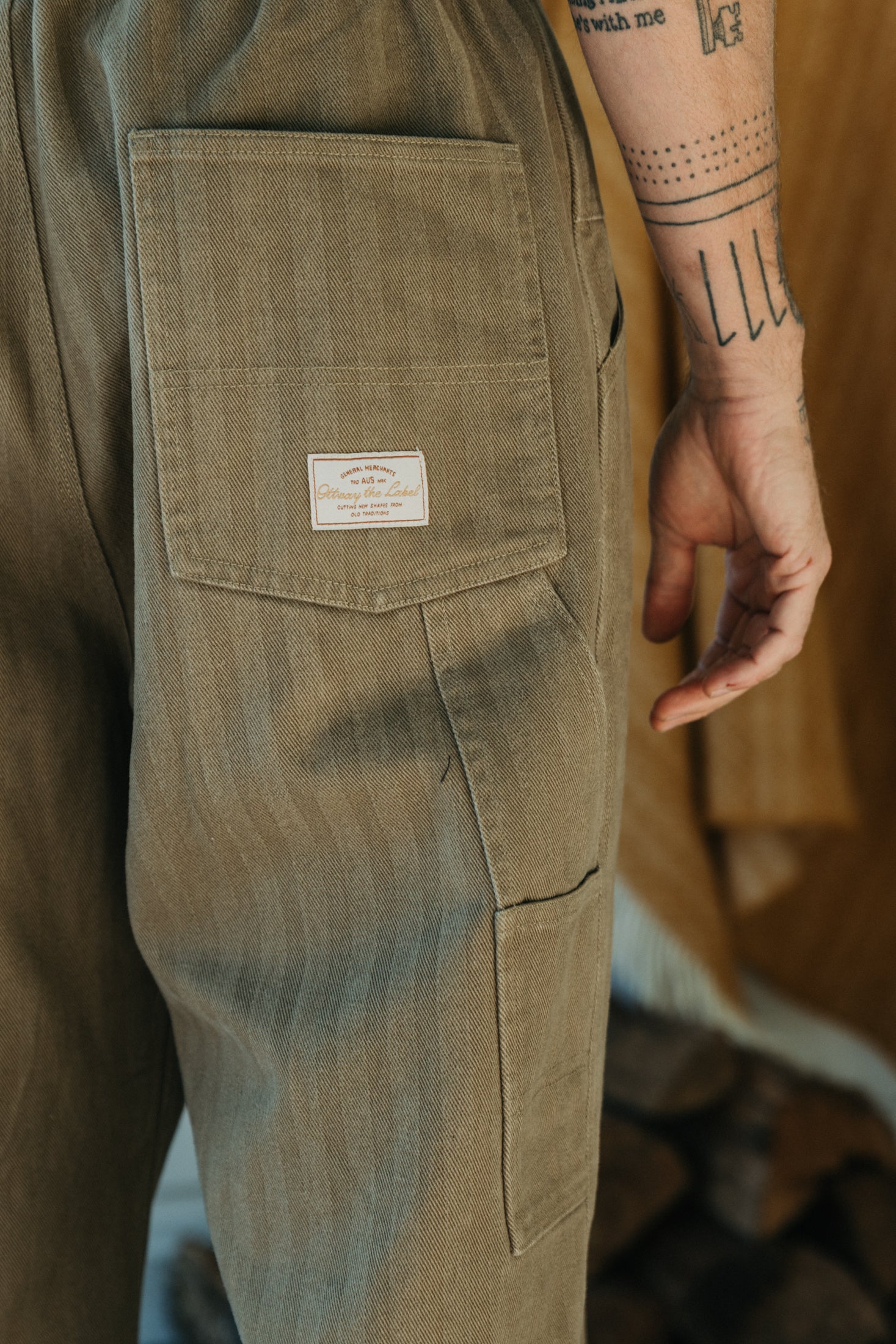 Ben Roy - Baggy Pleated Pants - Washed Green