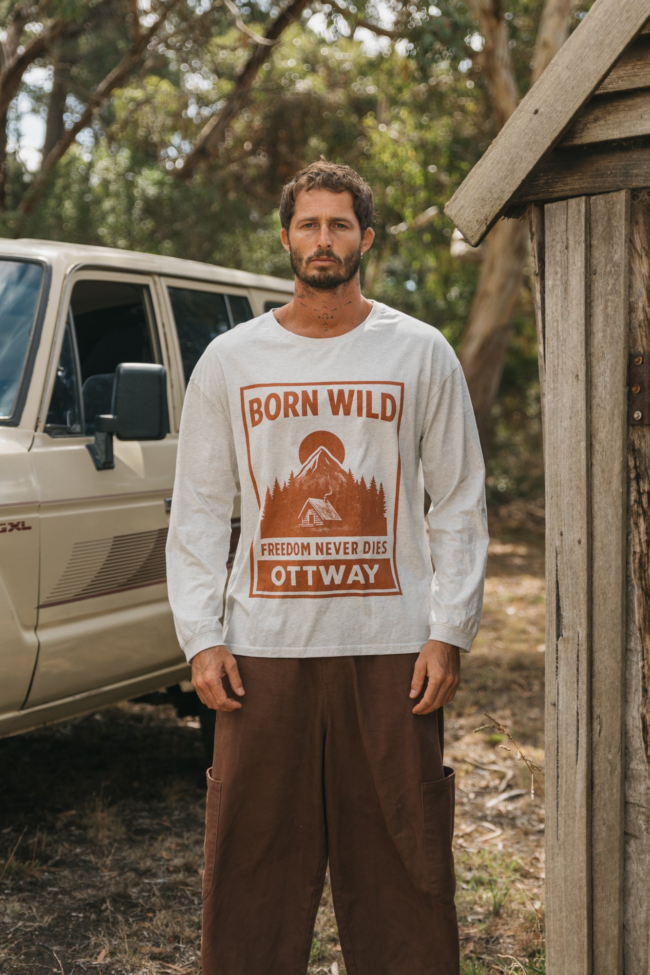 Born Wild Long Sleeve T-Shirt - Light Grey