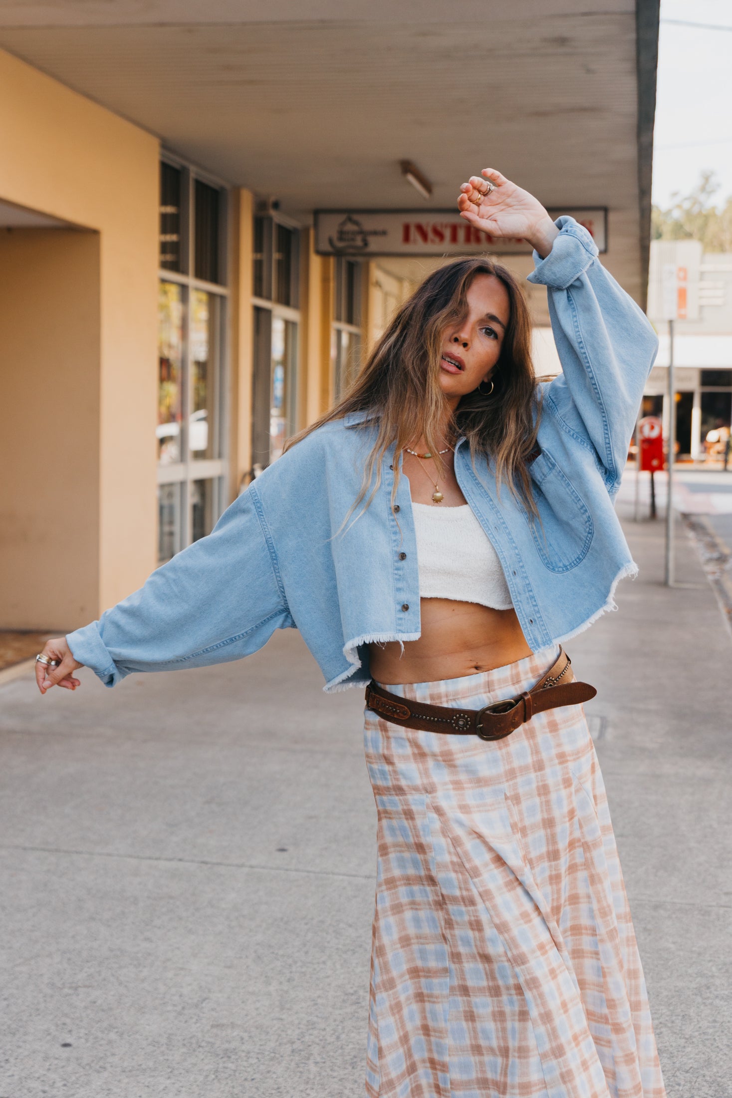 Wild Livin - Cropped Denim Shirt