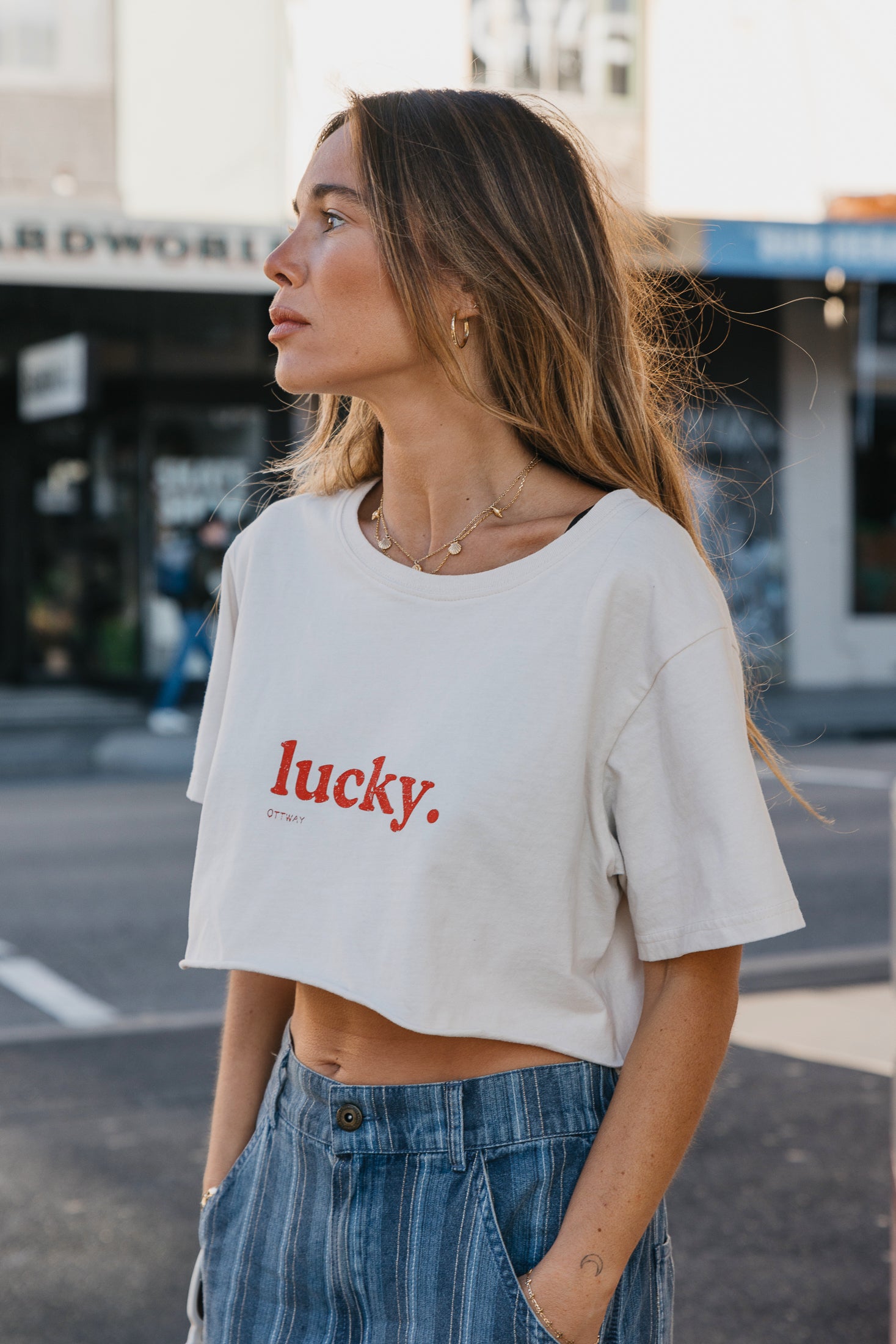 Lucky Cropped T-Shirt - Off-White