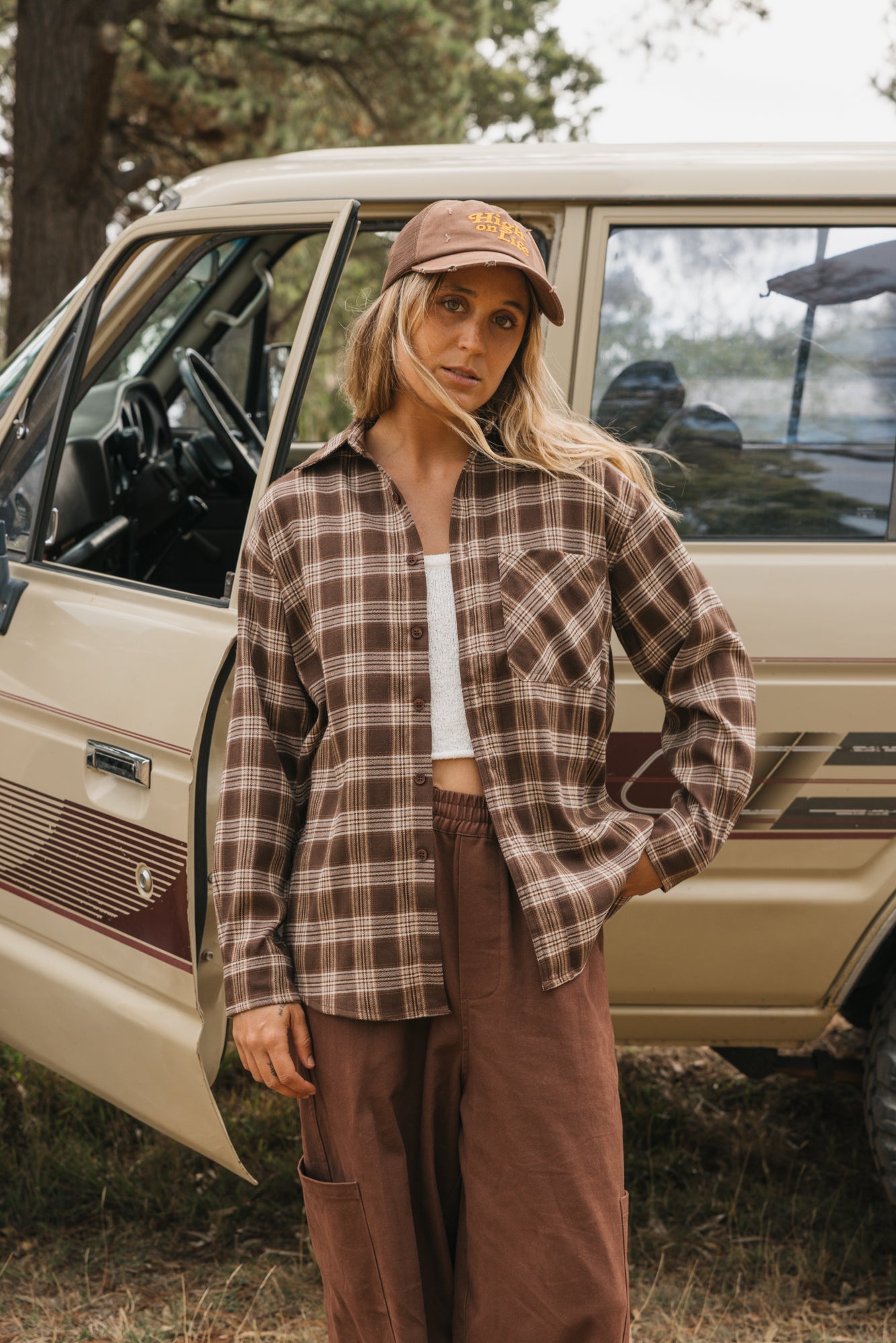 Milford Brown Plaid Shirt Unisex