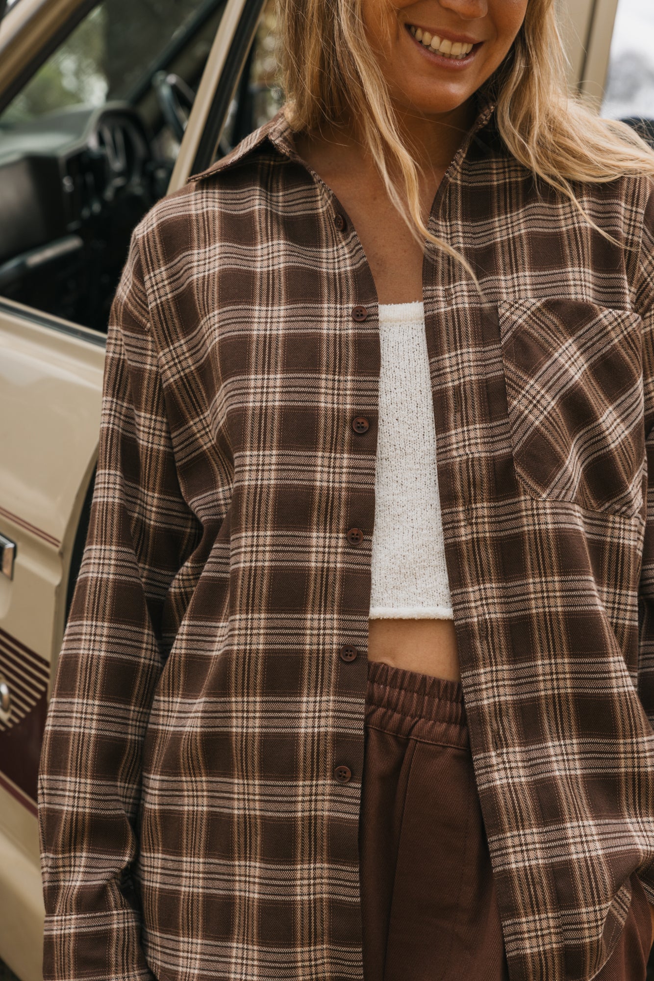 Milford Brown Plaid Shirt Unisex