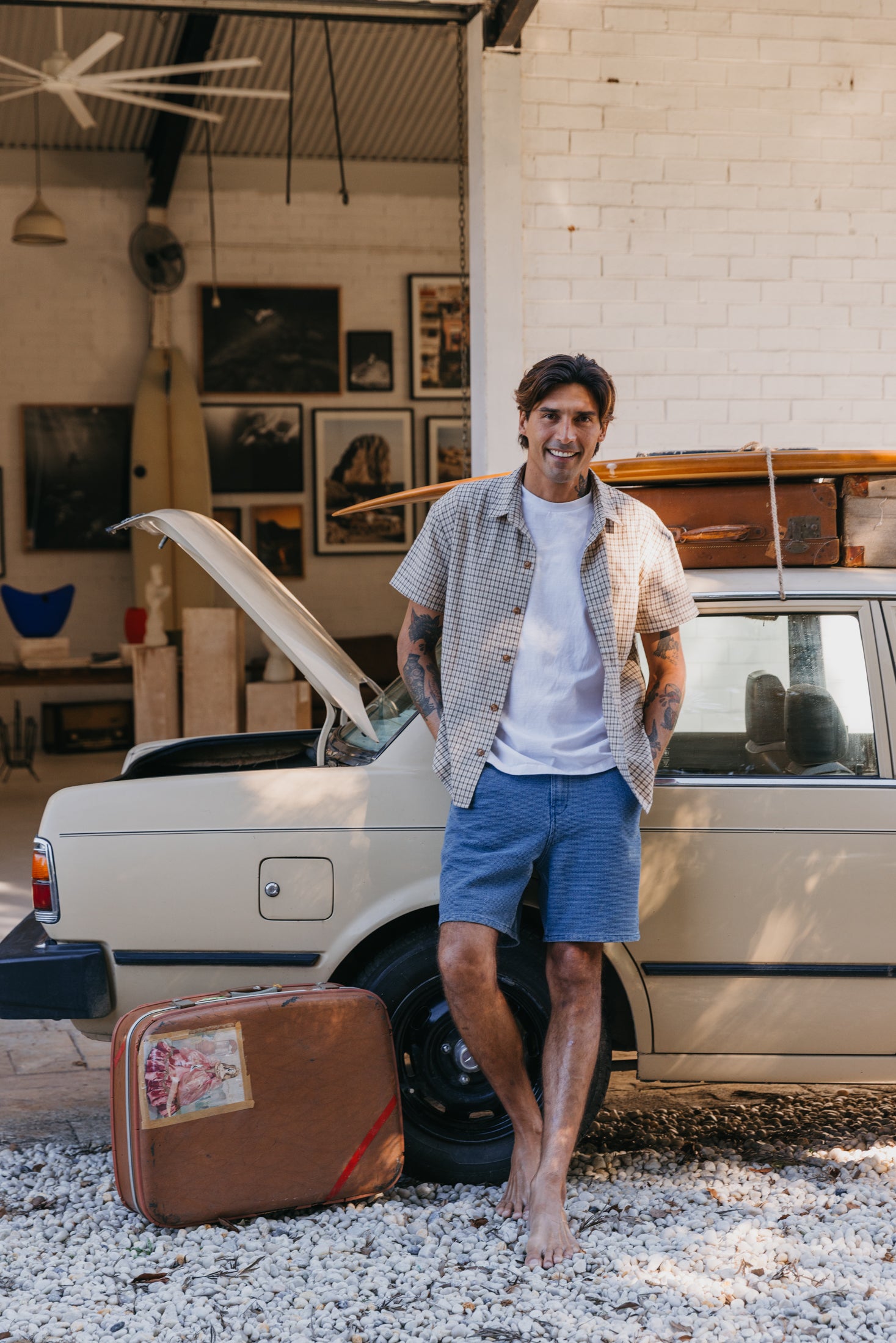 Lennox - Brown Checked Short Sleeve Shirt