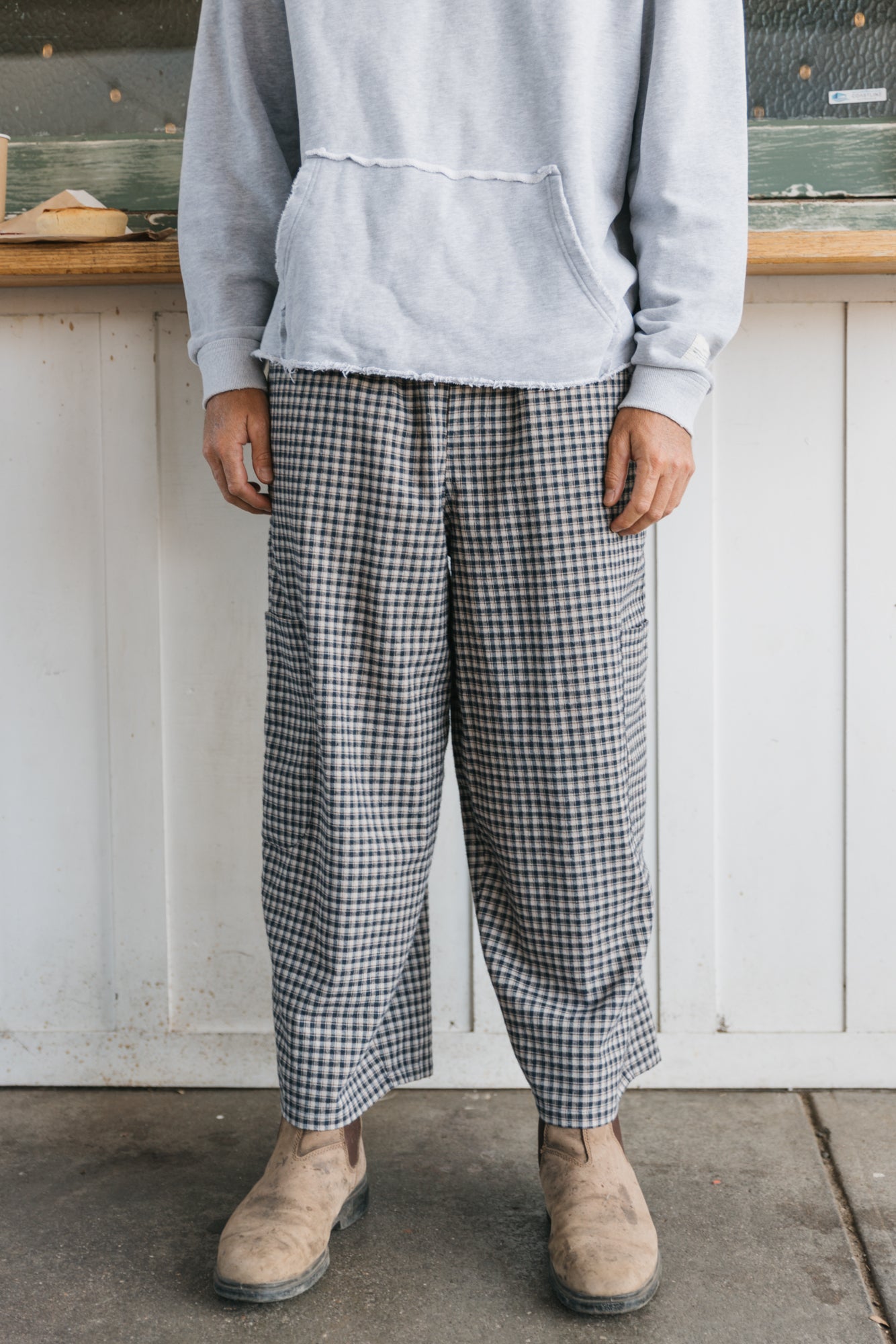Chef Ottway Pants - Blue and Cream Plaid