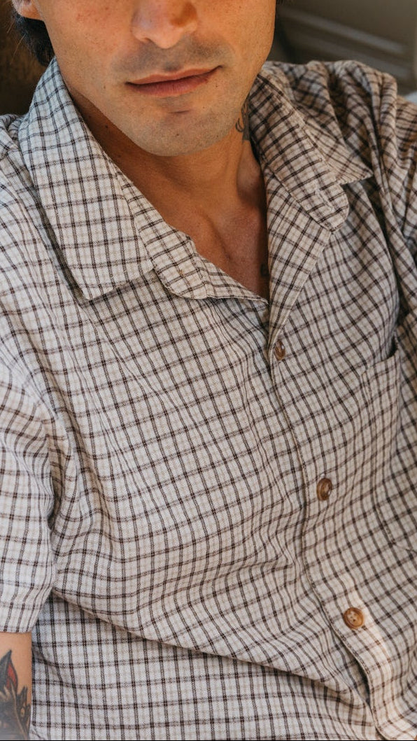 Lennox - Brown Checked Short Sleeve Shirt