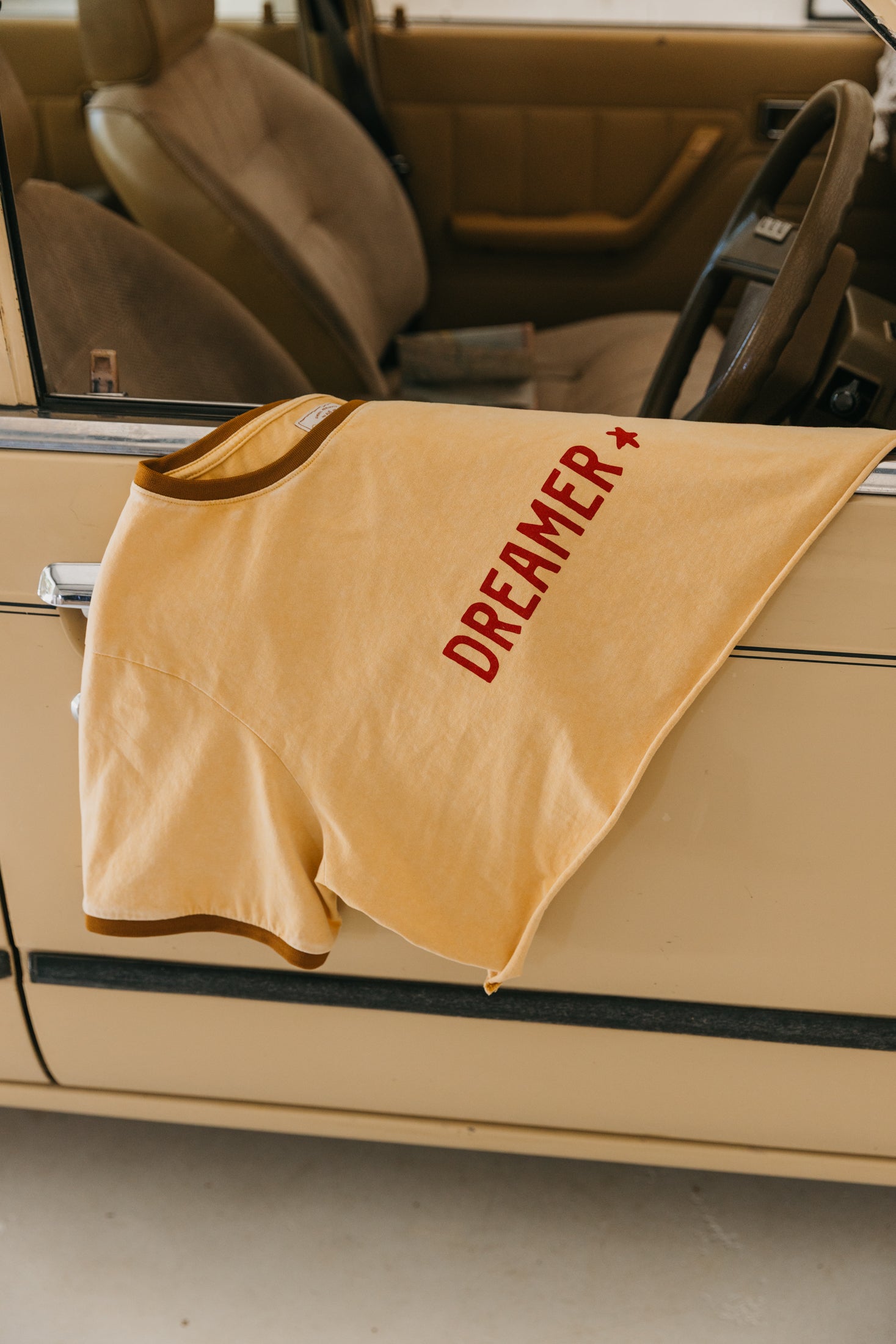 Dreamer Cropped T-Shirt - Soft Mustard Yellow