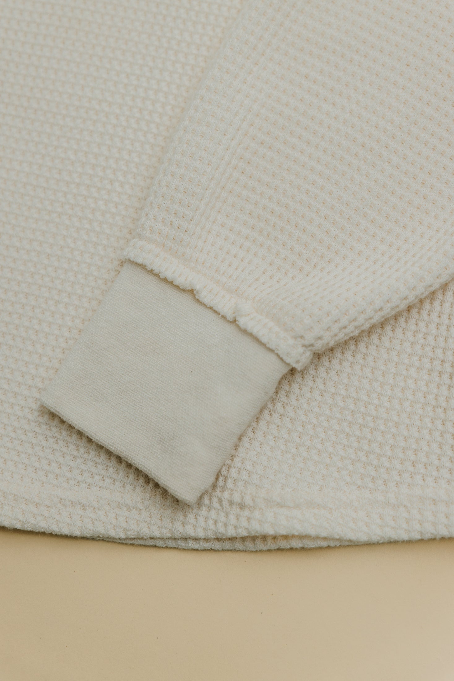 Waffle Crew Neck Long Sleeve T-Shirt - White