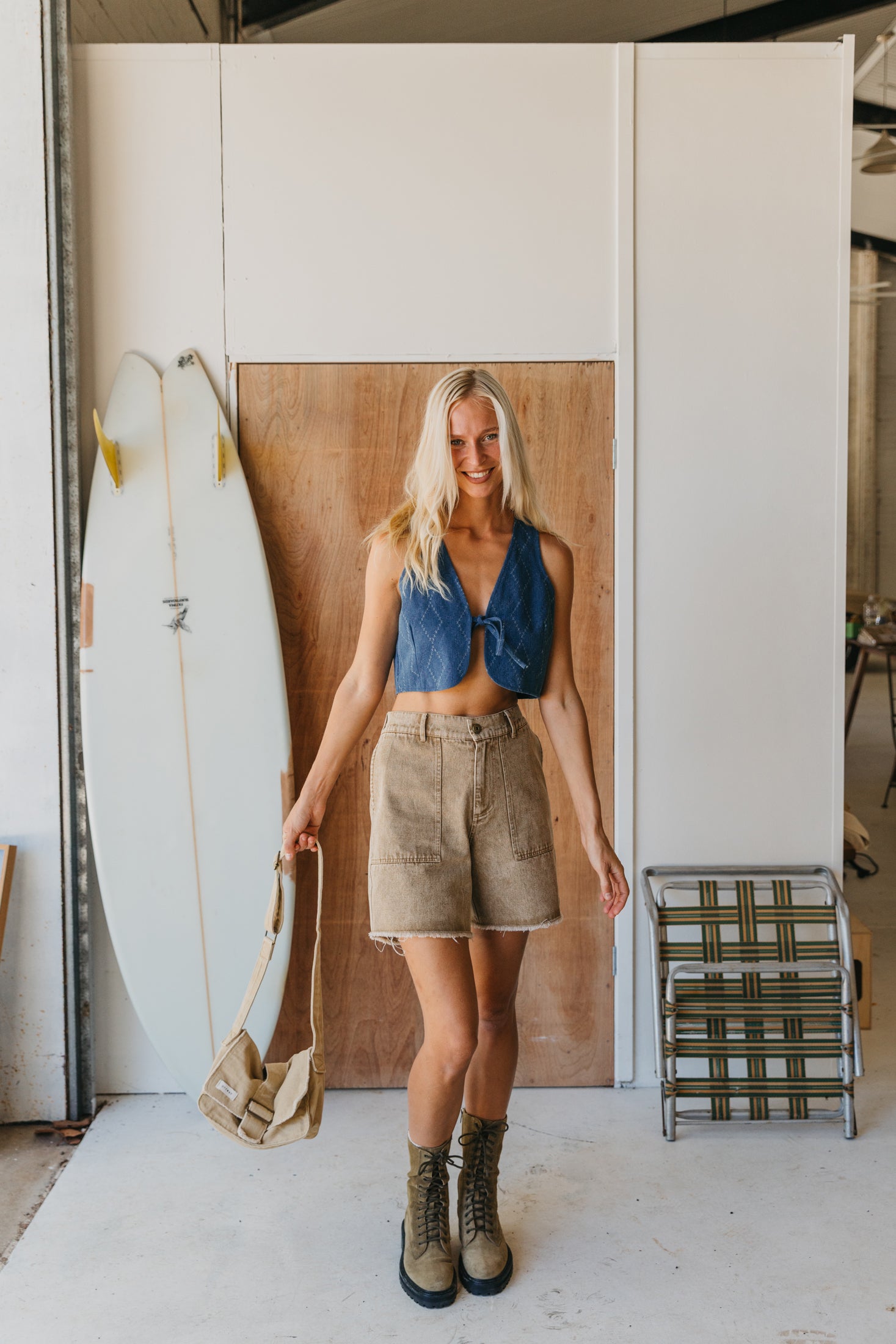 Overland Unisex Shorts - Washed Brown Denim