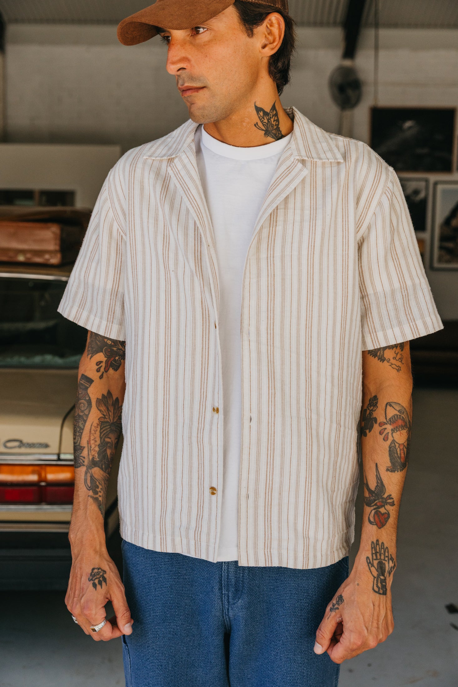 Bailey - Textured Striped Short Sleeve Shirt