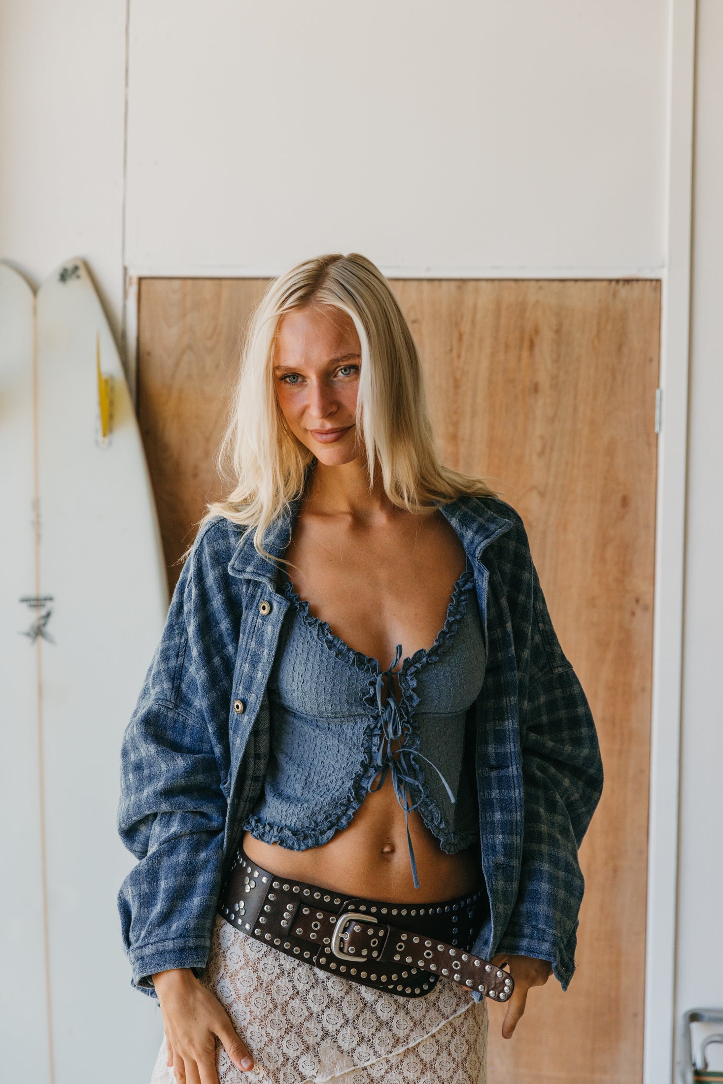 Alba - Blue Tie-Front Cami Top