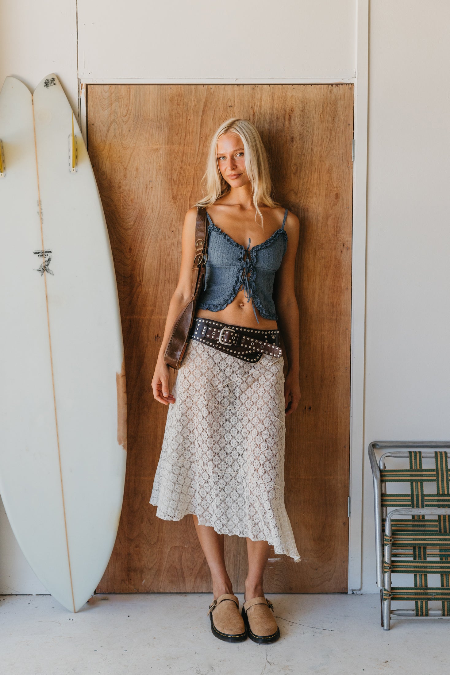 Alba - Blue Tie-Front Cami Top