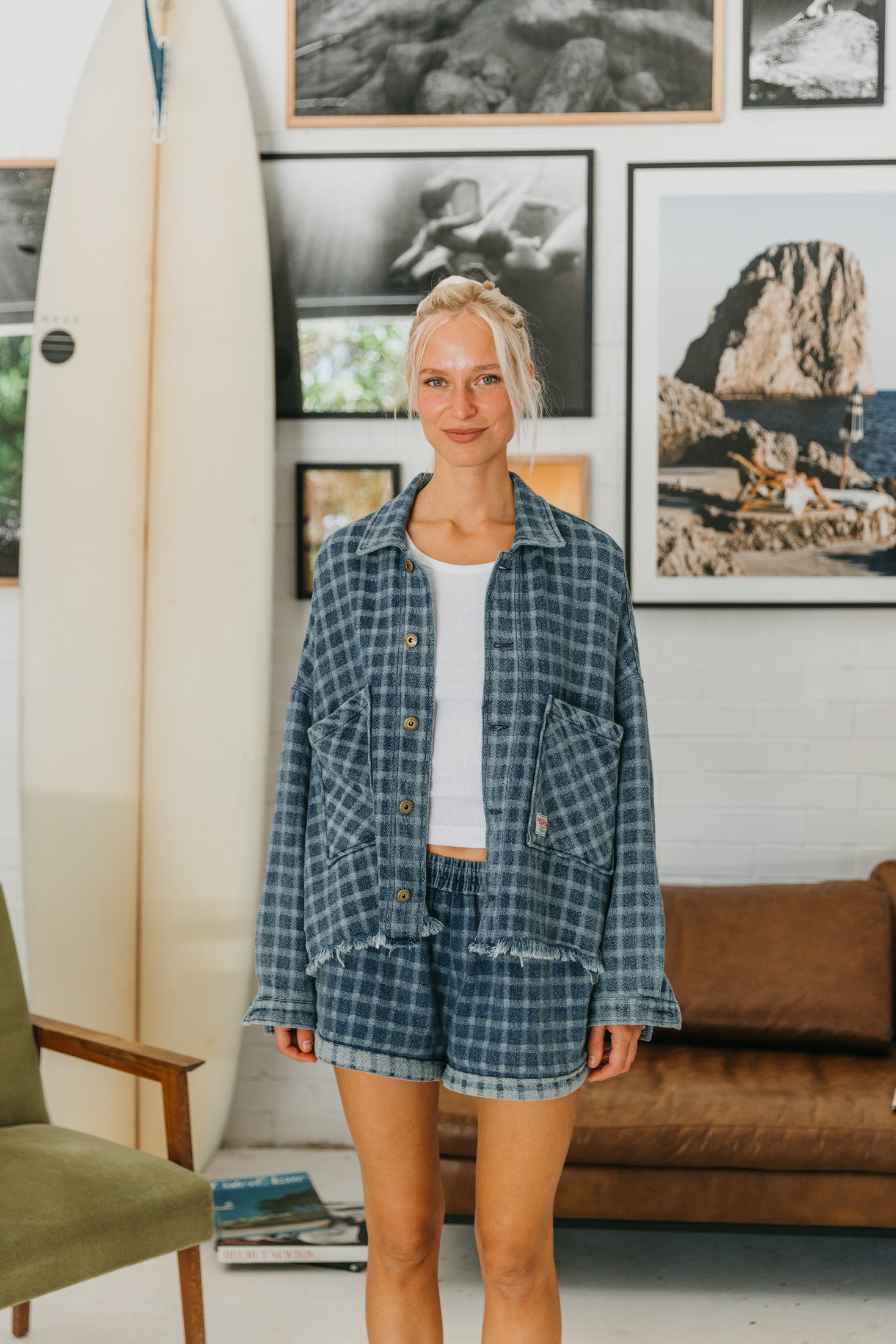 Weston Checked Unisex Denim Jacket