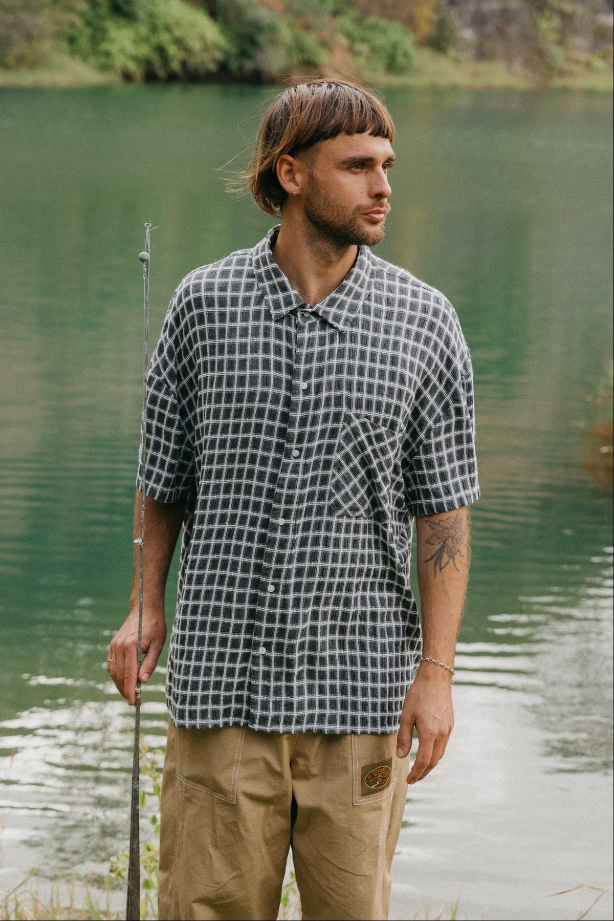 Myles - Checked Soft Charcoal Short Sleeve Shirt