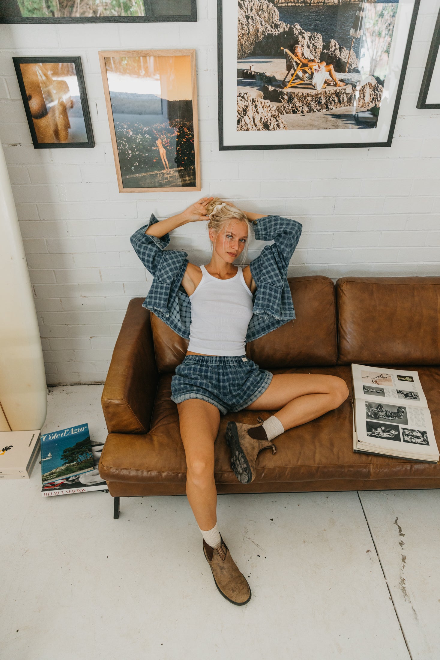 Weston Twin - Checked Denim Shorts